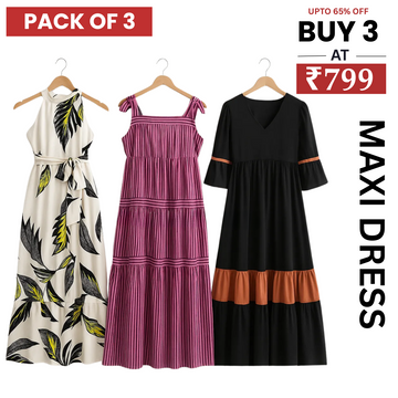 Women’s 3 Combo Maxi Dress Collection – Soft Wear Comfort & Style | MD-07