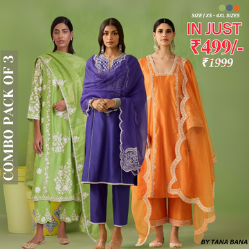 Celebrate Tradition with Our 3 Combo Festive Kurta Sets + Dupatta | FK-03