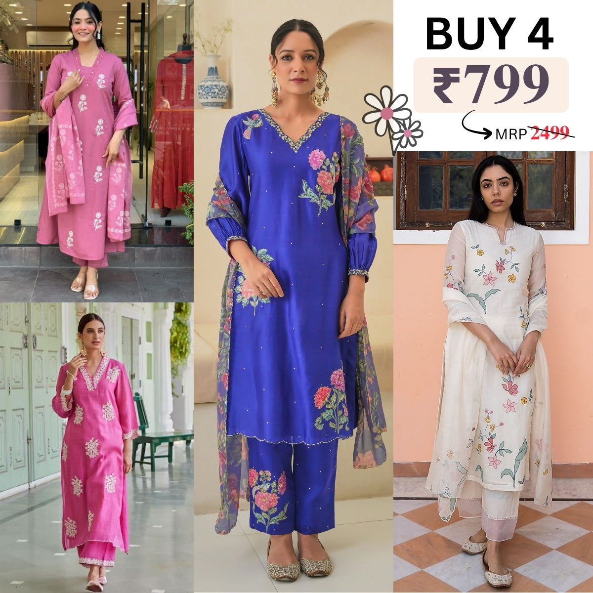 Pack of 4 Cotton Kurtis – Perfect for Every Occasion, Stylish and Comfortable! | COK-03