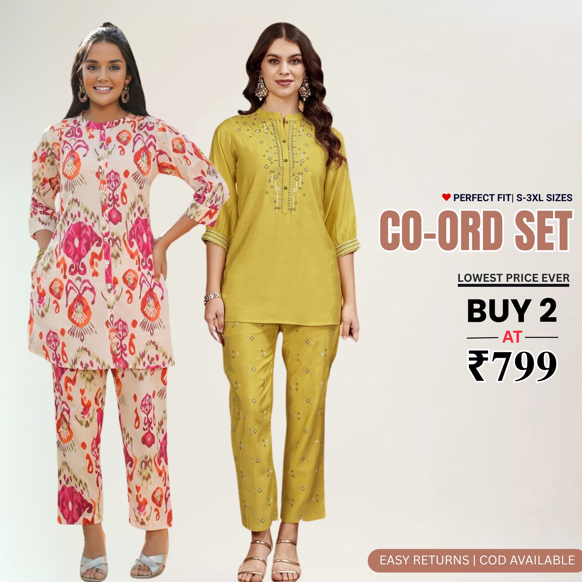 Women’s Co-ord Sets Pack of 2 – Latest Fashion Co-ord Sets on Sale Today | COS-03