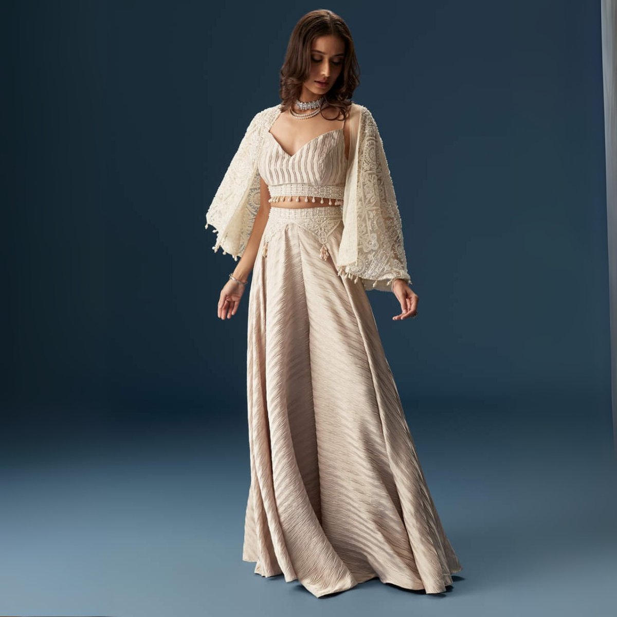 Elegant Indo-Western 3-Piece Combo | Jacket, Shrug, or Dupatta | IW-10