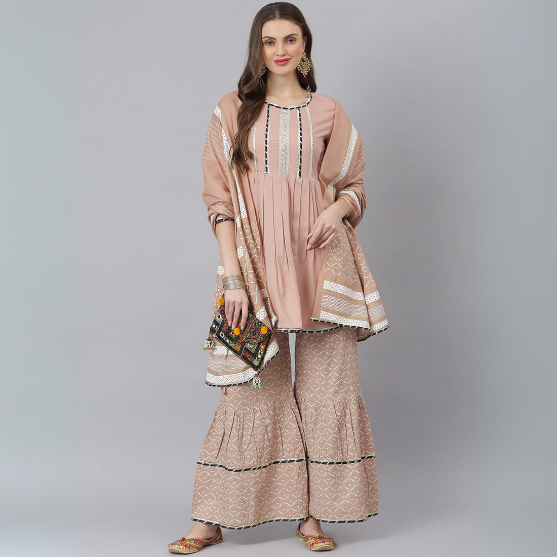 3-Piece Cotton Sharara Set with Dupatta for Women – Soft, Comfortable & Stylish Combo Pack | SD-08