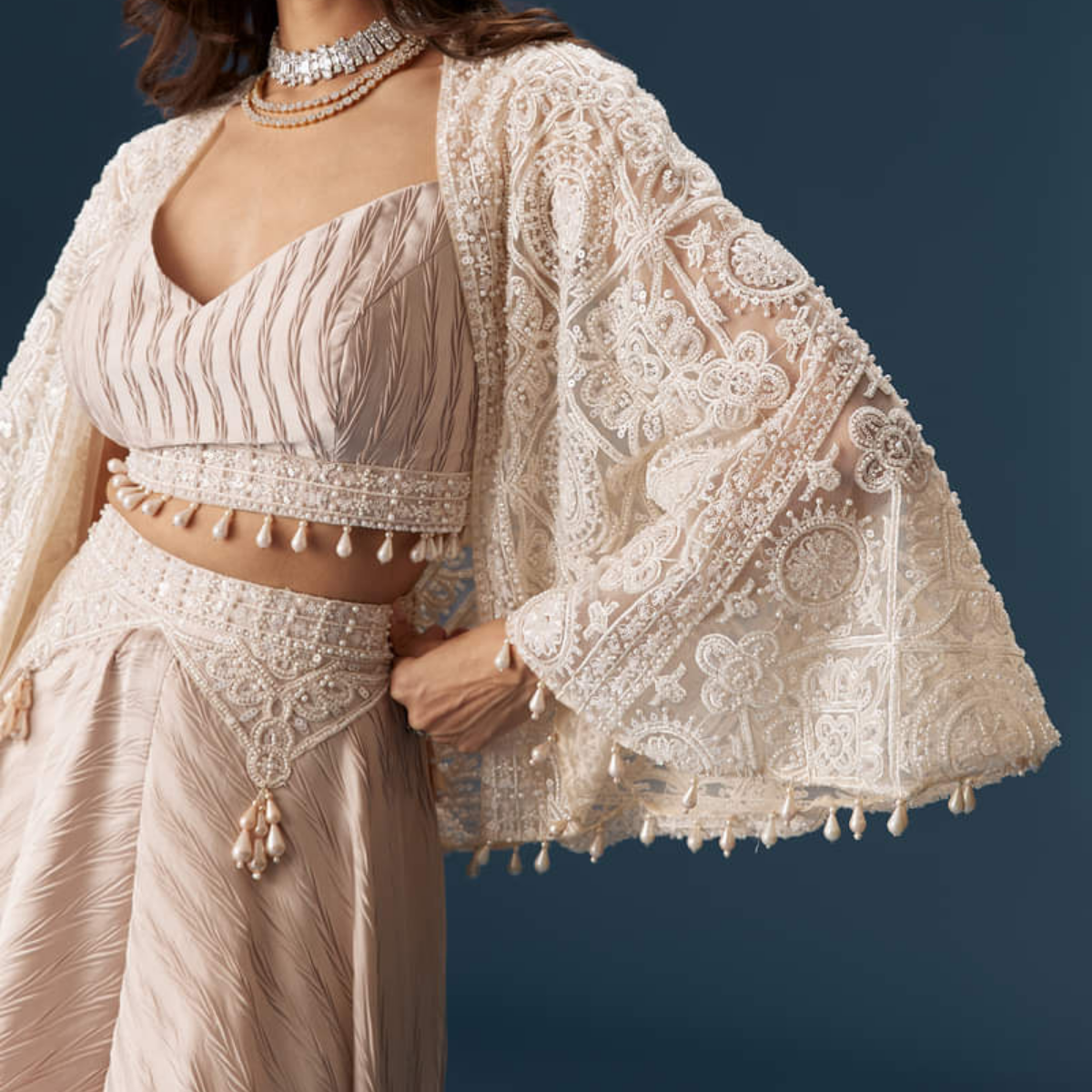 Elegant Indo-Western 3-Piece Combo | Jacket, Shrug, or Dupatta | IW-10