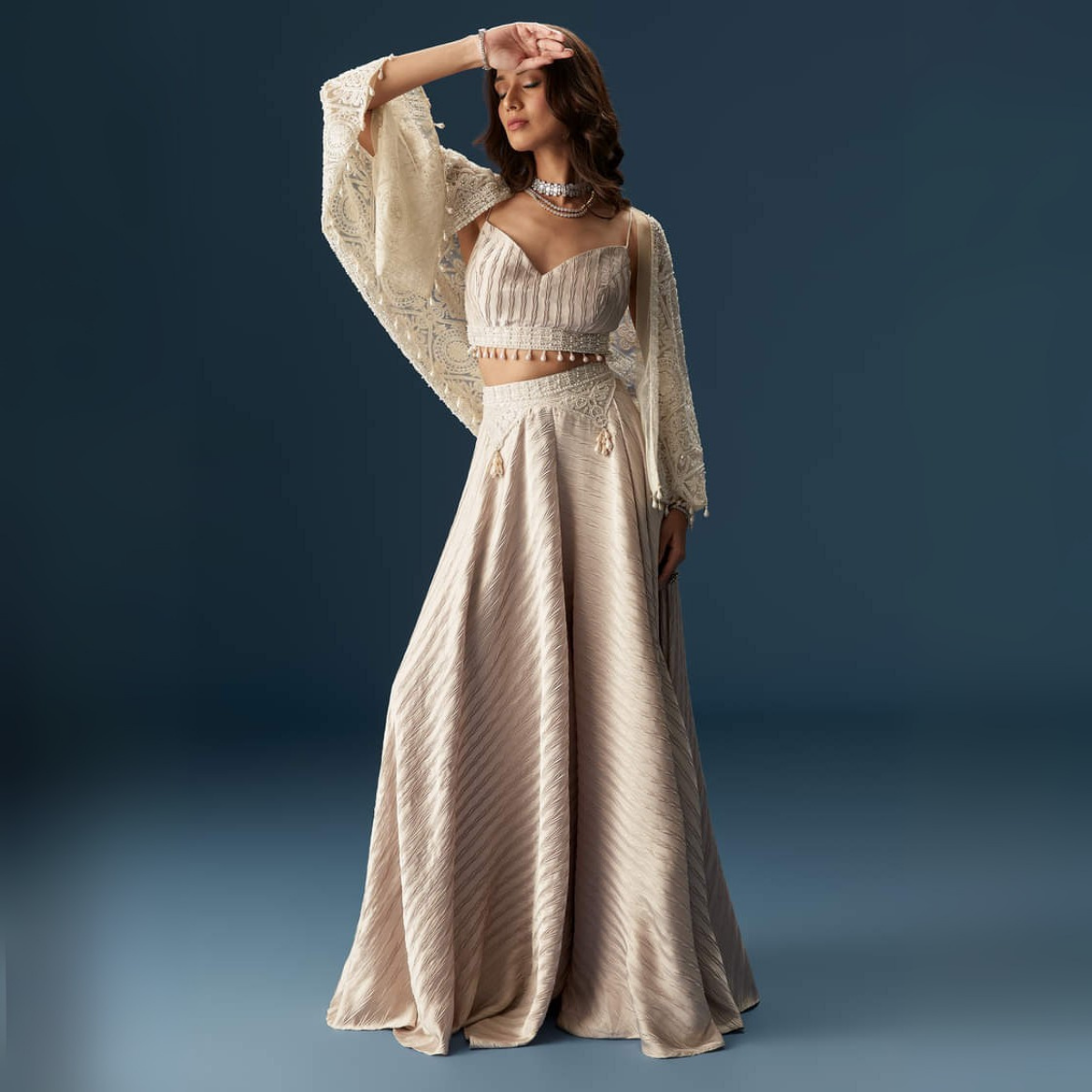 Elegant Indo-Western 3-Piece Combo | Jacket, Shrug, or Dupatta | IW-10