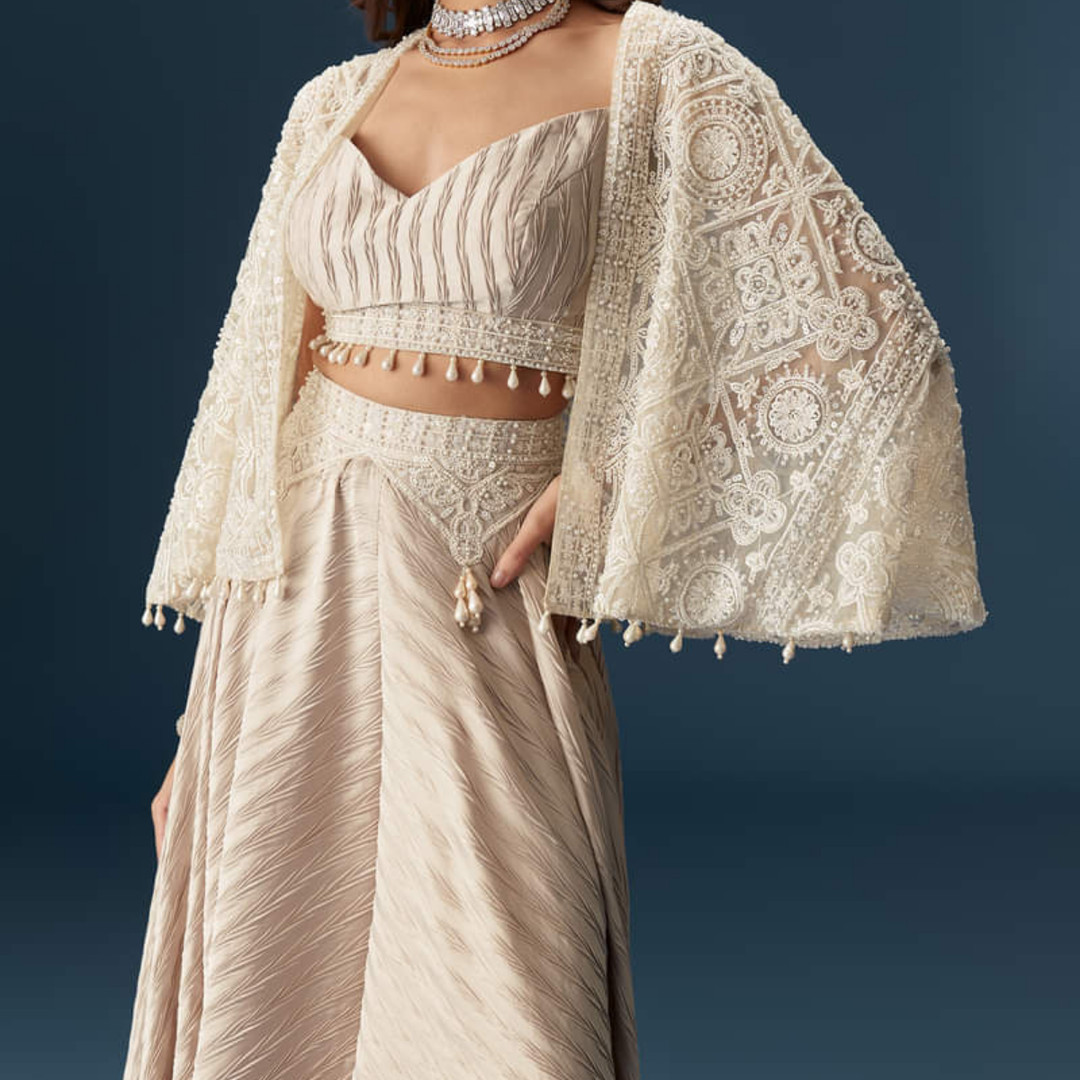 Elegant Indo-Western 3-Piece Combo | Jacket, Shrug, or Dupatta | IW-11