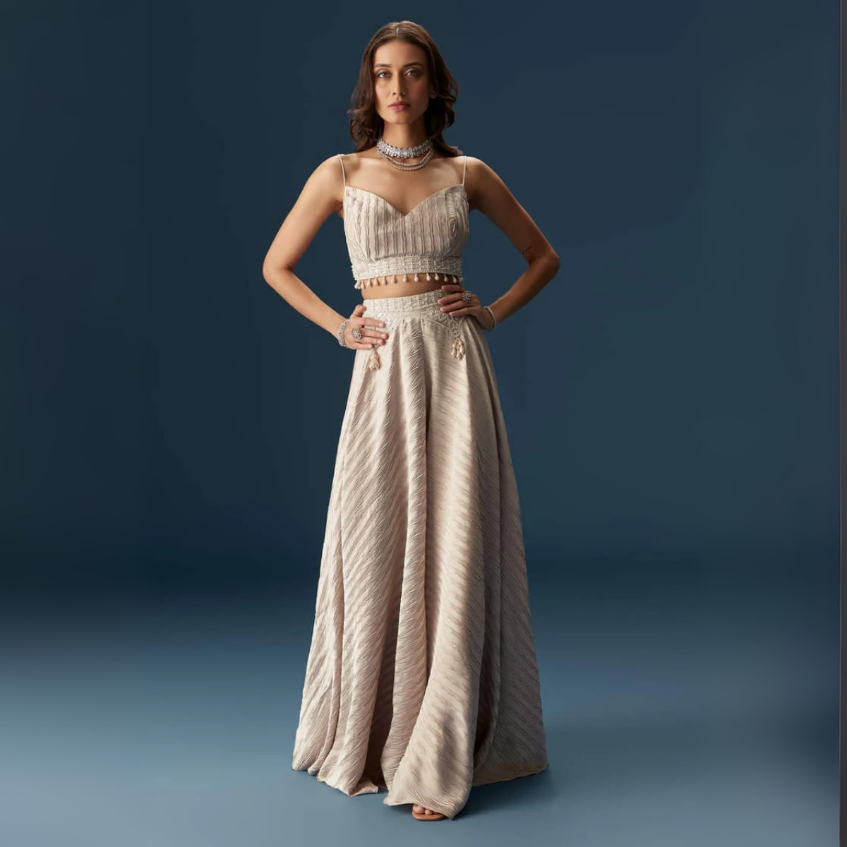 Elegant Indo-Western 3-Piece Combo | Jacket, Shrug, or Dupatta | IW-11
