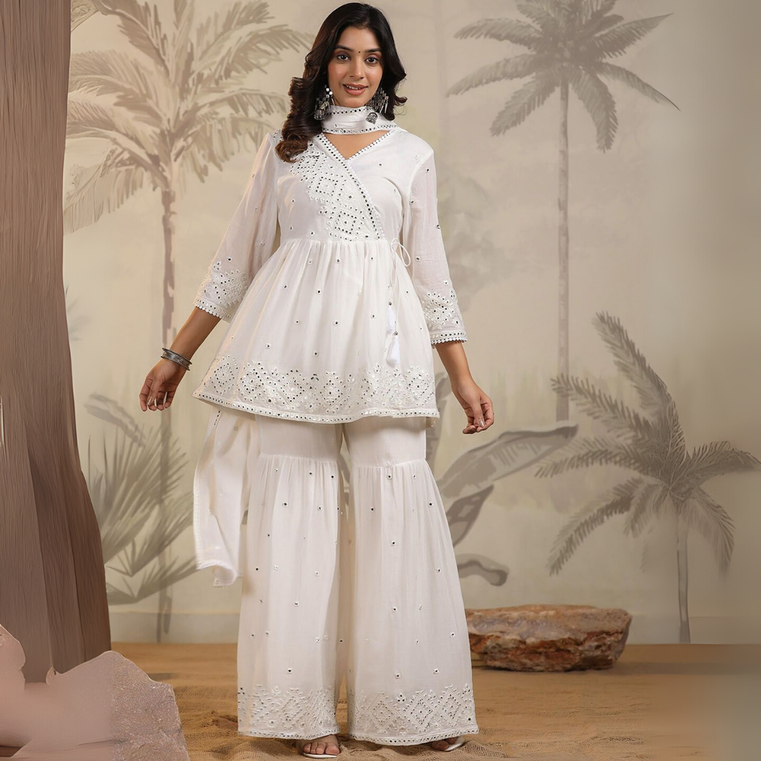 3-Piece Cotton Sharara Set with Dupatta for Women – Soft, Comfortable & Stylish Combo Pack | SD-09