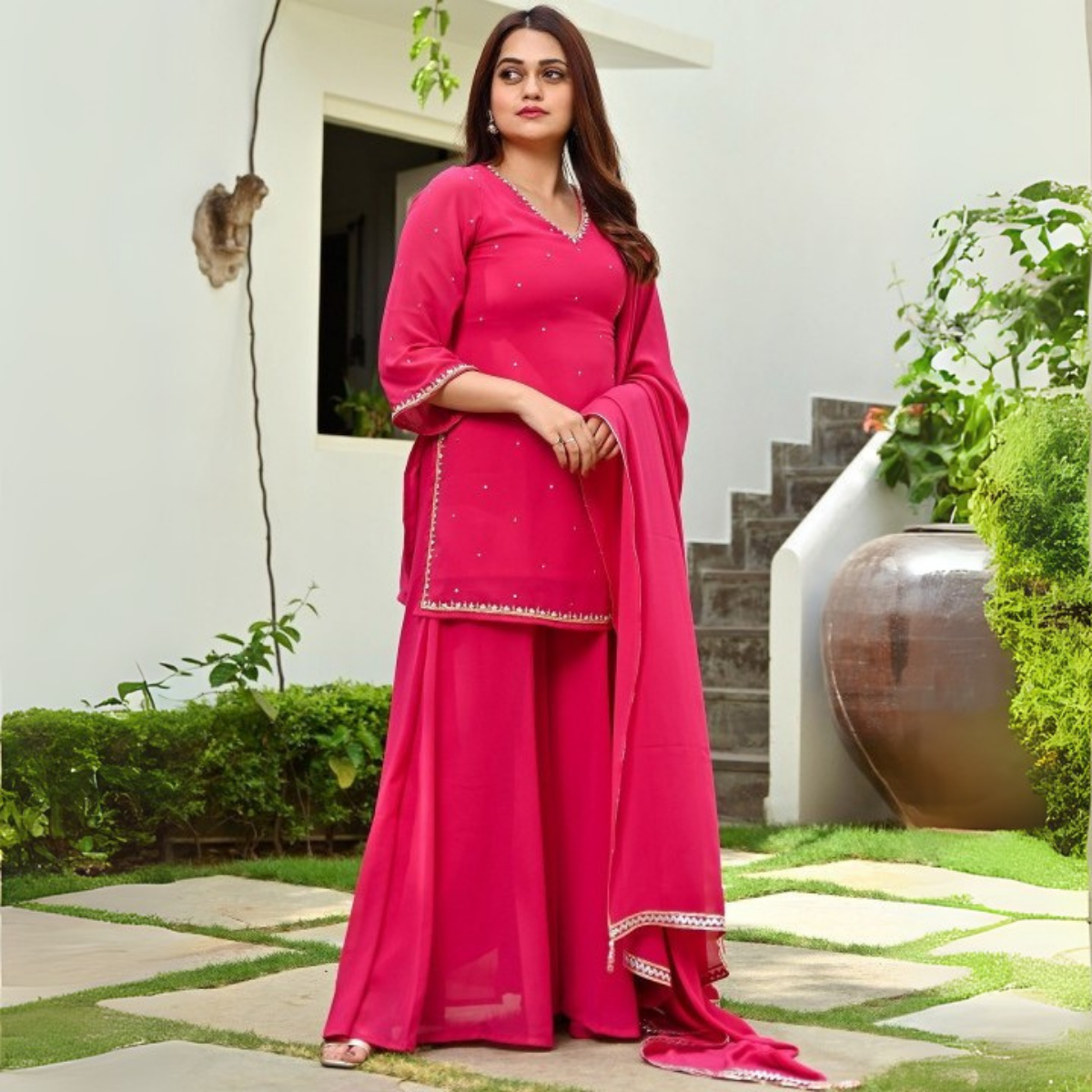 3-Piece Cotton Sharara Set with Dupatta for Women – Soft, Comfortable & Stylish Combo Pack | SD-16