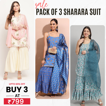 3-Piece Cotton Sharara Set with Dupatta for Women – Soft, Comfortable & Stylish Combo Pack | SD-04