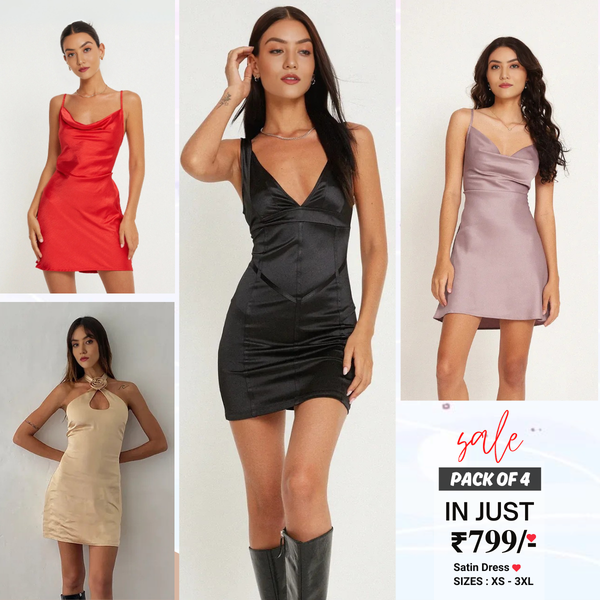 4 Combo Women’s Satin Dress Luxe Looks for Every Occasion | SD-04