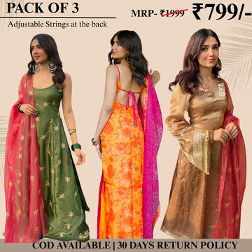 Embrace Elegance with Our 3-Piece Adjustable Kurti, Pant & Dupatta Set | PACK OF 3 | AK-03