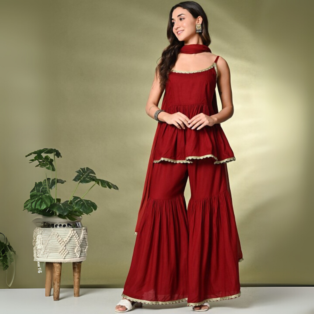 3-Piece Cotton Sharara Set with Dupatta for Women – Soft, Comfortable & Stylish Combo Pack | SD-06