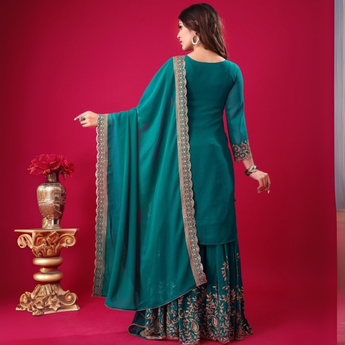 3-Piece Cotton Sharara Set with Dupatta for Women – Soft, Comfortable & Stylish Combo Pack | SD-12