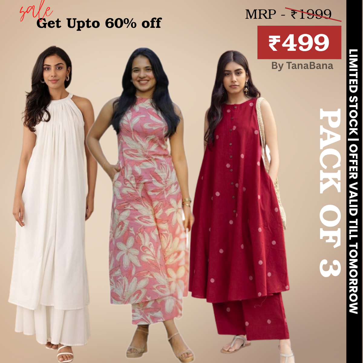 Pack of 3 Kurti Palazzo sets|soft, breathable & ideal for all-day wear | KP-04