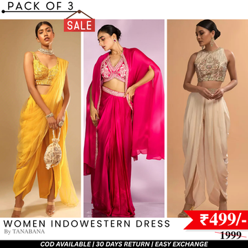 Elegant Indo-Western 3-Piece Combo | Jacket, Shrug, or Dupatta | IW-07