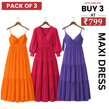 Women’s 3 Combo Maxi Dress Collection – Soft Wear Comfort & Style | MD-08