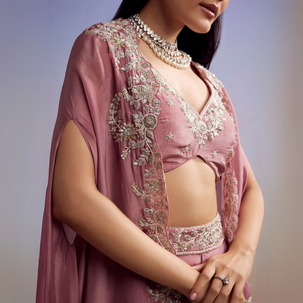Elegant Indo-Western 3-Piece Combo | Jacket, Shrug, or Dupatta | IW-09