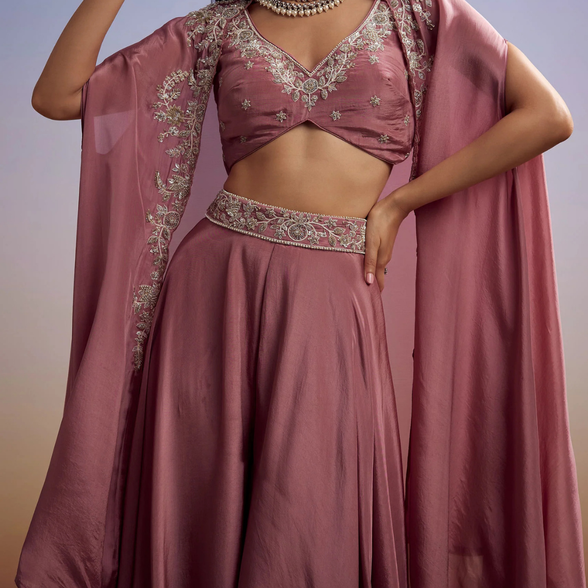 Elegant Indo-Western 3-Piece Combo | Jacket, Shrug, or Dupatta | IW-09