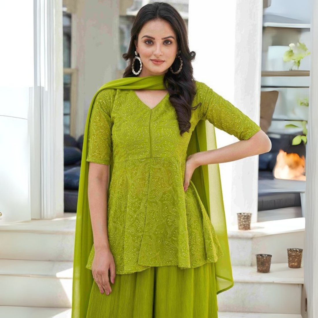 3-Piece Cotton Sharara Set with Dupatta for Women – Soft, Comfortable & Stylish Combo Pack | SD-15