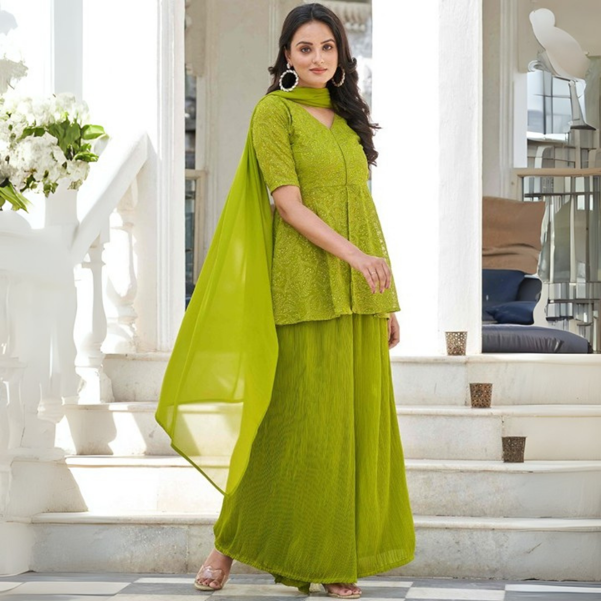 3-Piece Cotton Sharara Set with Dupatta for Women – Soft, Comfortable & Stylish Combo Pack | SD-15
