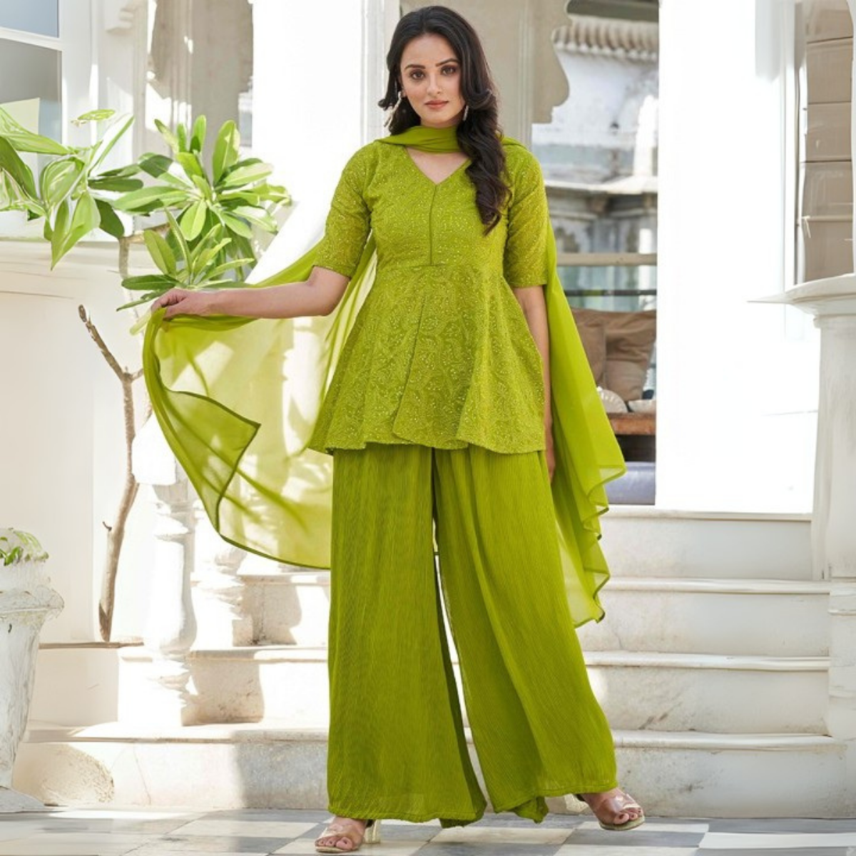 3-Piece Cotton Sharara Set with Dupatta for Women – Soft, Comfortable & Stylish Combo Pack | SD-15
