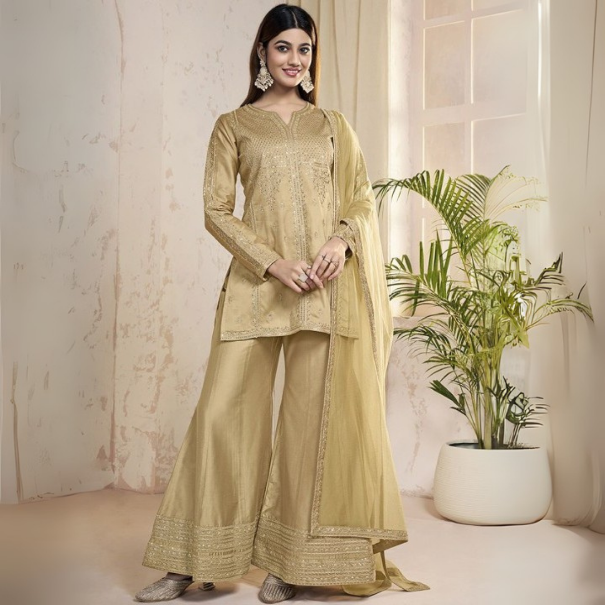 3-Piece Cotton Sharara Set with Dupatta for Women – Soft, Comfortable & Stylish Combo Pack | SD-16