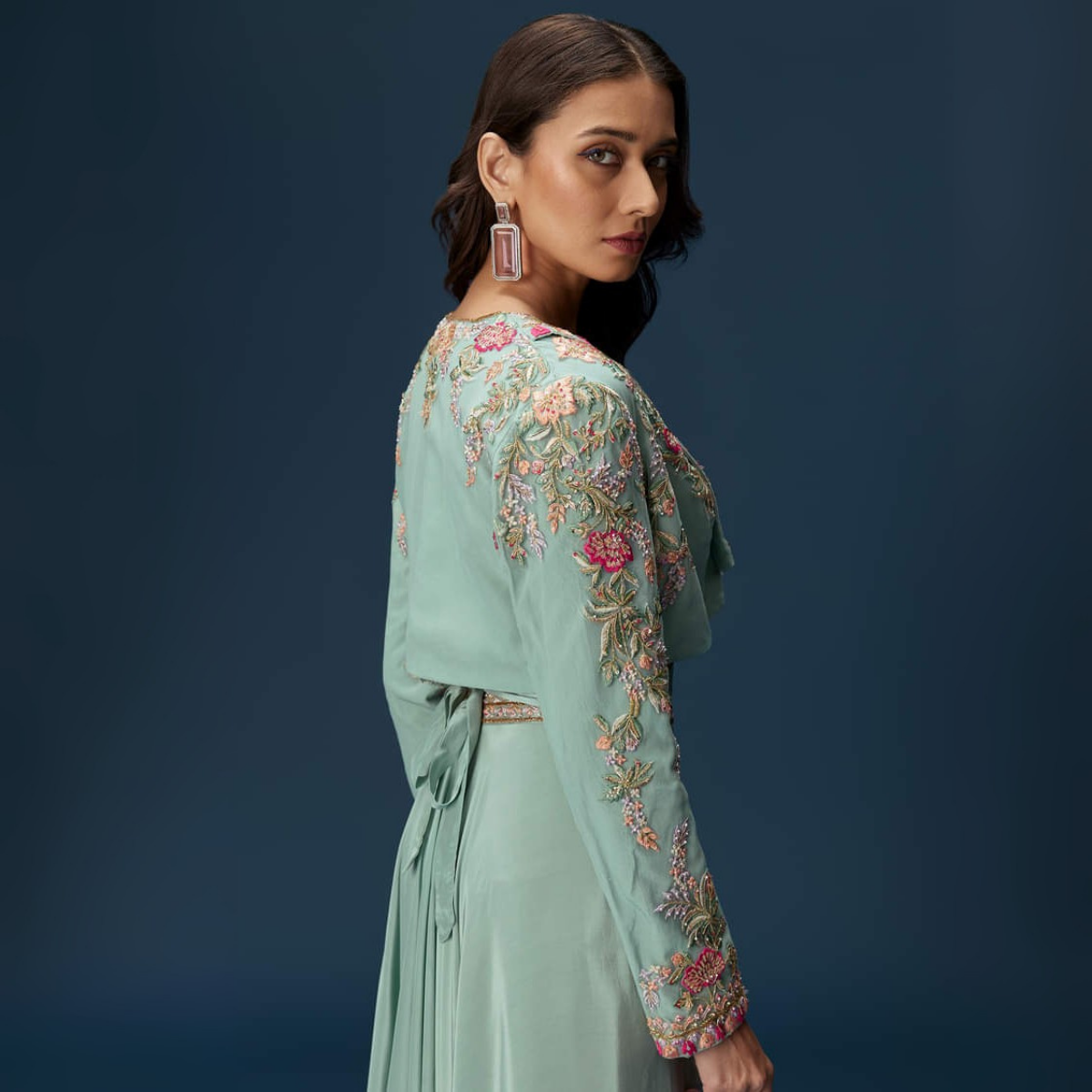 Elegant Indo-Western 3-Piece Combo | Jacket, Shrug, or Dupatta | IW-11