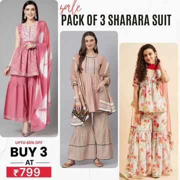 3-Piece Cotton Sharara Set with Dupatta for Women – Soft, Comfortable & Stylish Combo Pack | SD-05