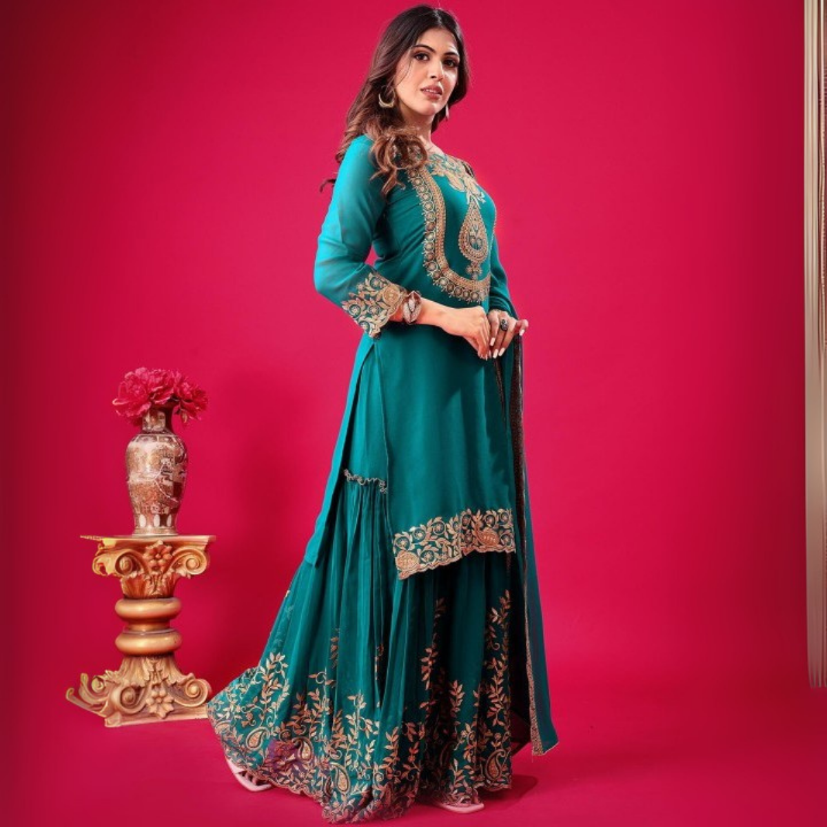3-Piece Cotton Sharara Set with Dupatta for Women – Soft, Comfortable & Stylish Combo Pack | SD-12