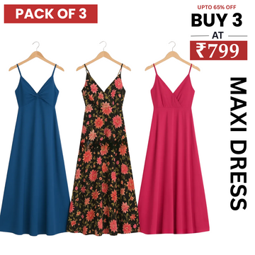 Women’s 3 Combo Maxi Dress Collection – Soft Wear Comfort & Style | MD-09