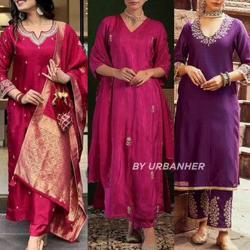 Elegant 3-Piece Women Kurti Set with Dupatta Combo Pack – Stylish, Comfortable & Versatile Ethnic Wear | KS-05