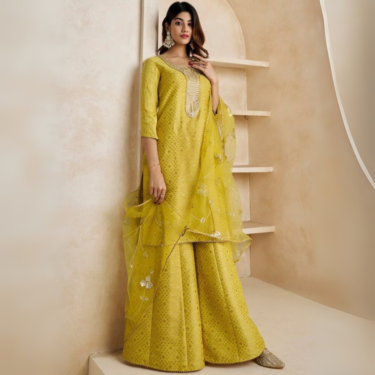 3-Piece Cotton Sharara Set with Dupatta for Women – Soft, Comfortable & Stylish Combo Pack | SD-11