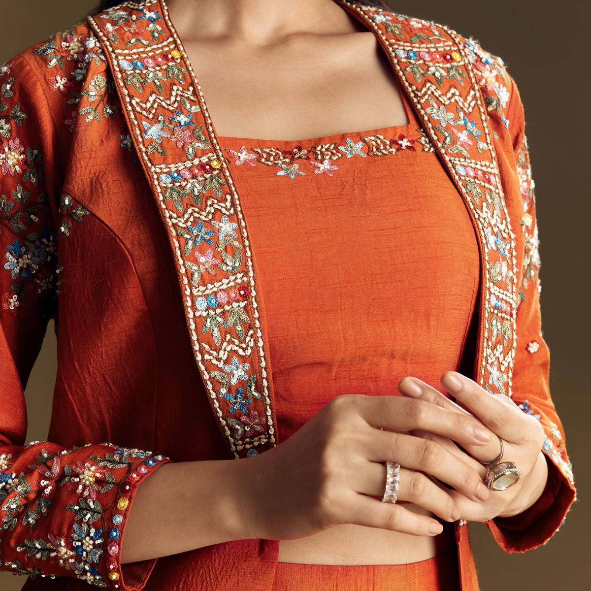Elegant Indo-Western 3-Piece Combo | Jacket, Shrug, or Dupatta | IW-11