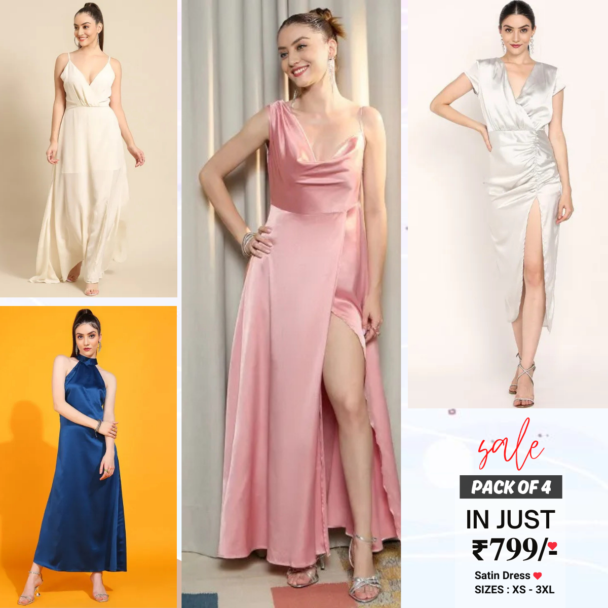 4 Combo Women’s Satin Dress Luxe Looks for Every Occasion | SD-06