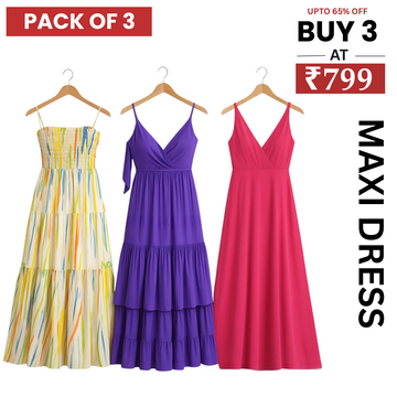 Women’s 3 Combo Maxi Dress Collection – Soft Wear Comfort & Style | MD-10