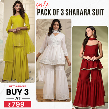 3-Piece Cotton Sharara Set with Dupatta for Women – Soft, Comfortable & Stylish Combo Pack | SD-06