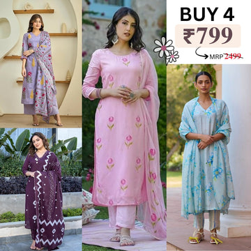 Pack of 4 Cotton Kurtis – Perfect for Every Occasion, Stylish and Comfortable! | COK-06