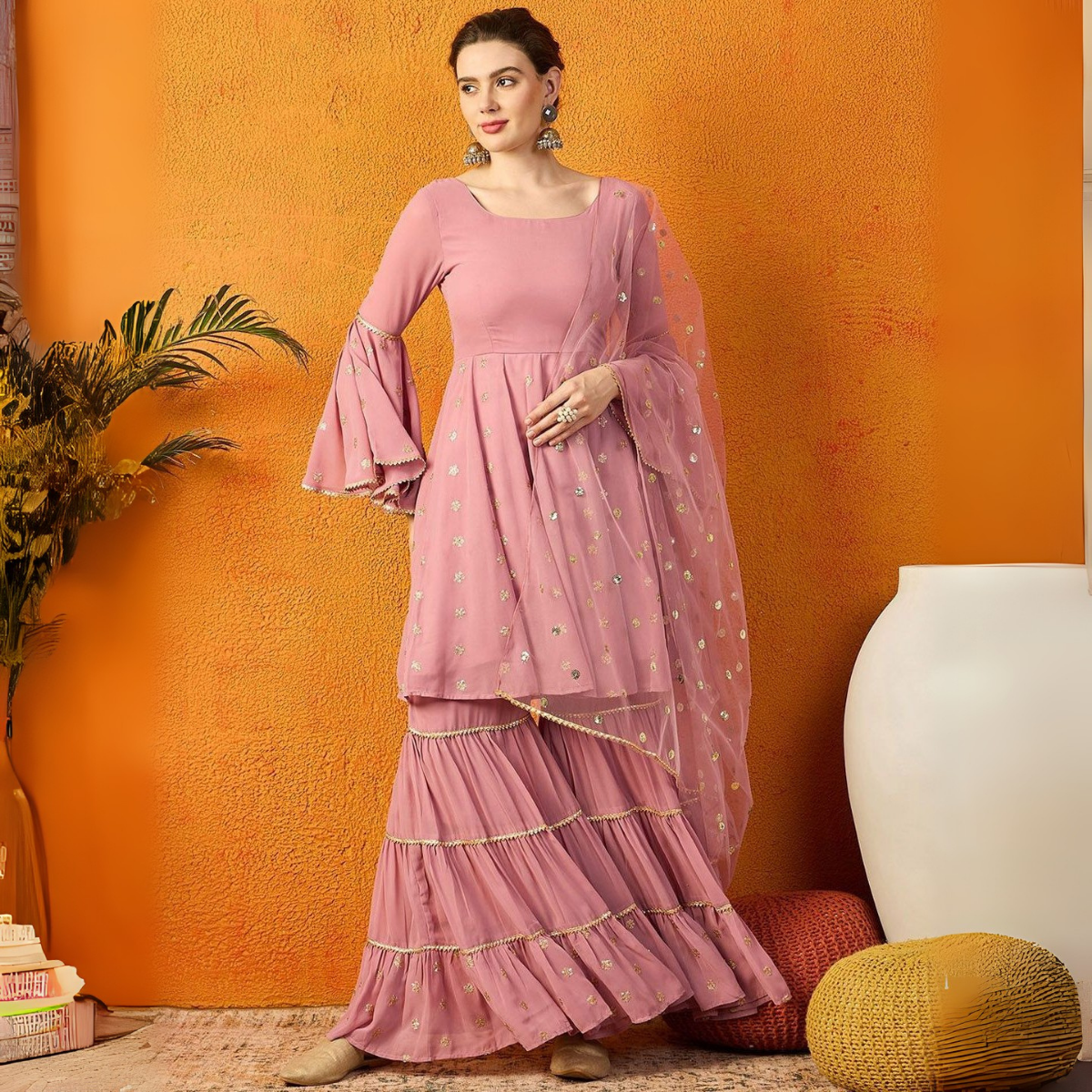 3-Piece Cotton Sharara Set with Dupatta for Women – Soft, Comfortable & Stylish Combo Pack | SD-15
