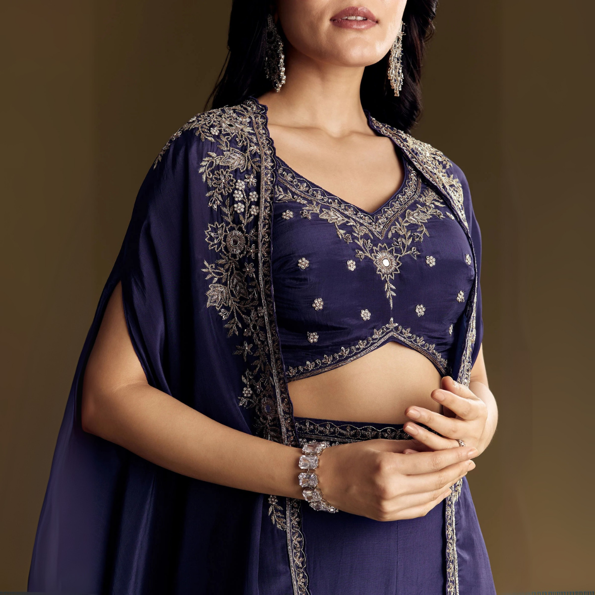 Elegant Indo-Western 3-Piece Combo | Jacket, Shrug, or Dupatta | IW-12