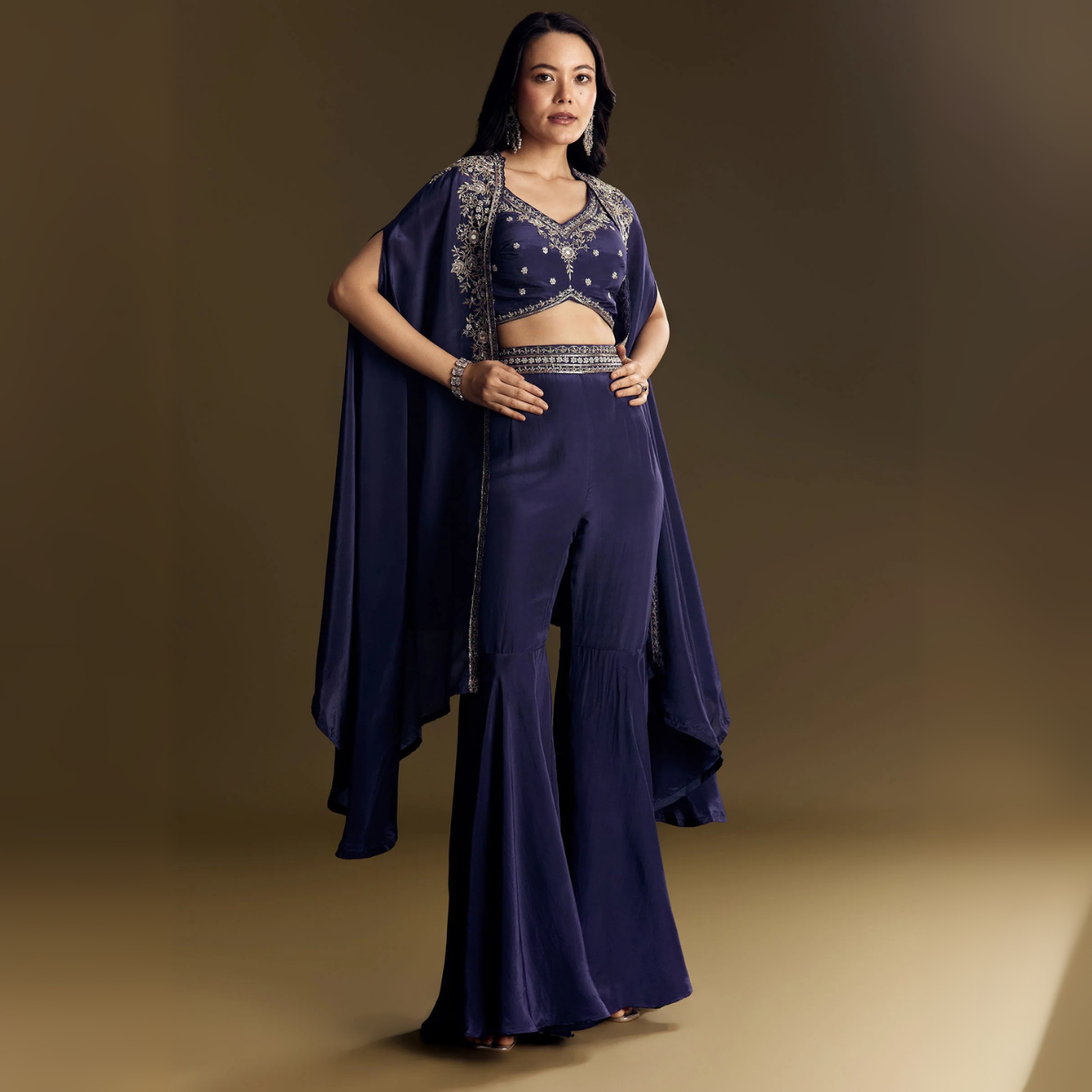 Elegant Indo-Western 3-Piece Combo | Jacket, Shrug, or Dupatta | IW-12