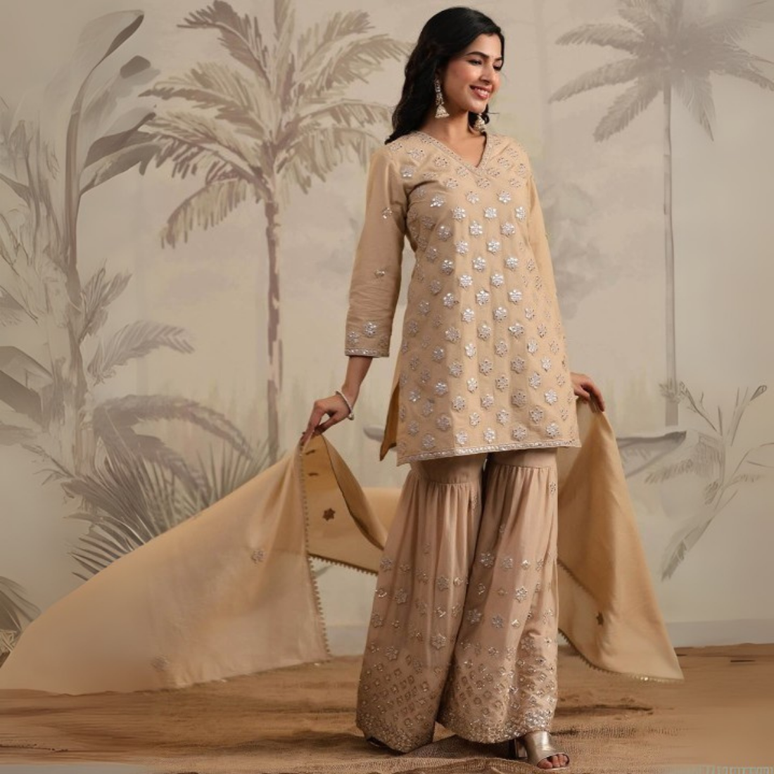 3-Piece Cotton Sharara Set with Dupatta for Women – Soft, Comfortable & Stylish Combo Pack | SD-13