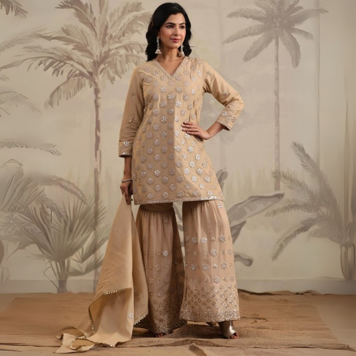 3-Piece Cotton Sharara Set with Dupatta for Women – Soft, Comfortable & Stylish Combo Pack | SD-13