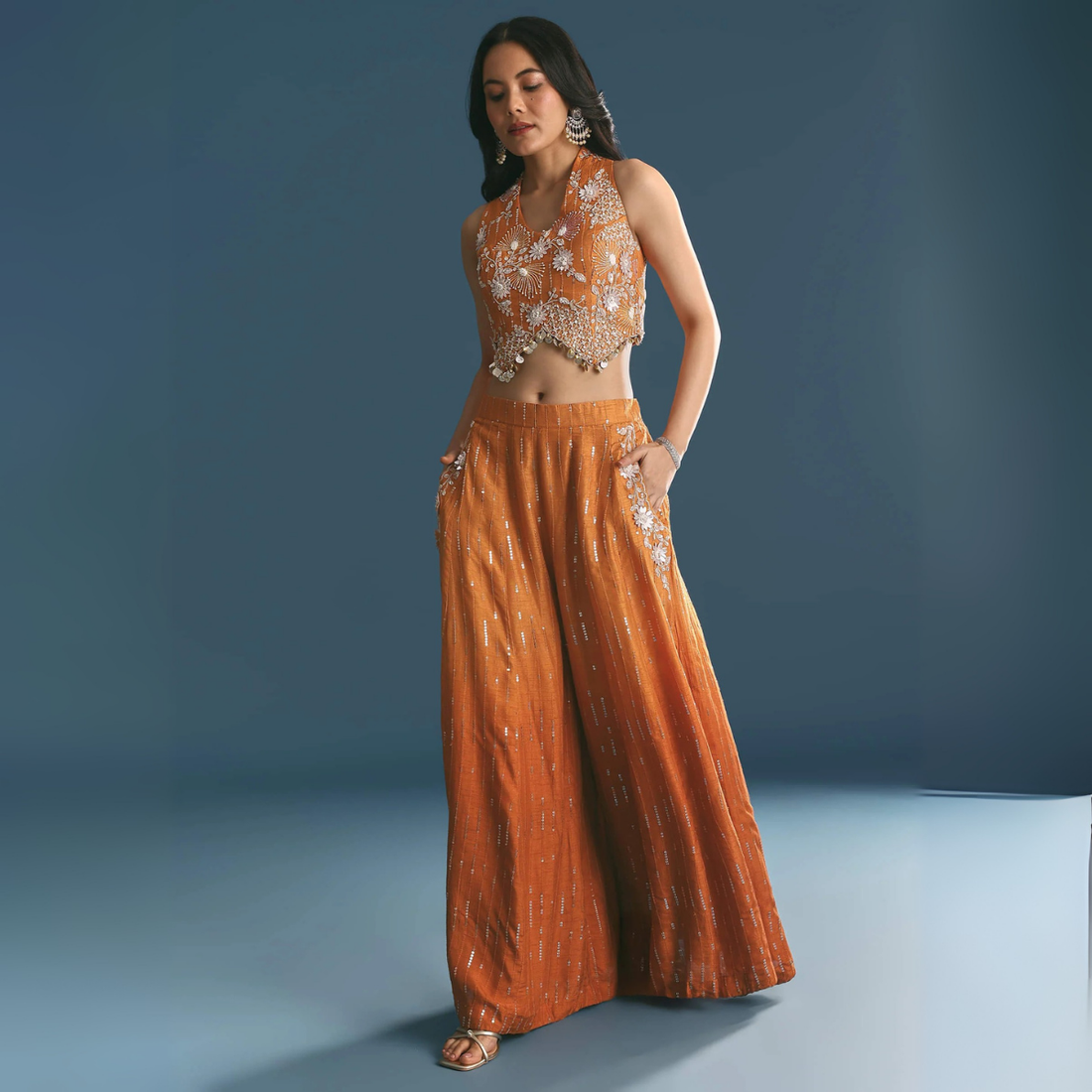 Elegant Indo-Western 3-Piece Combo | Jacket, Shrug, or Dupatta | IW-10