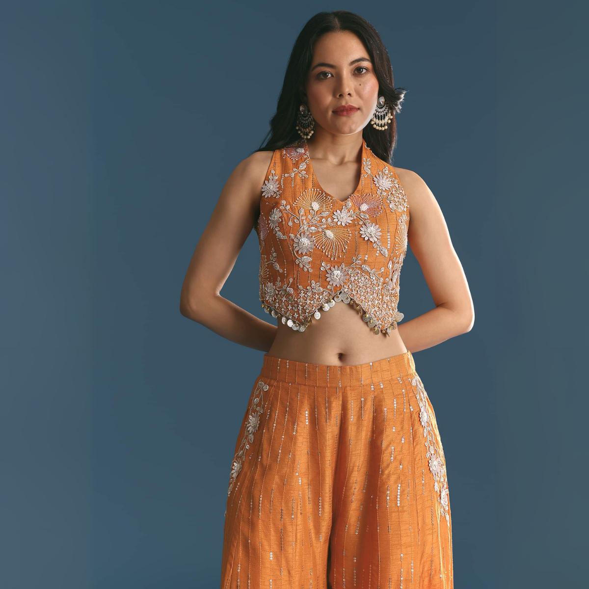 Elegant Indo-Western 3-Piece Combo | Jacket, Shrug, or Dupatta | IW-10