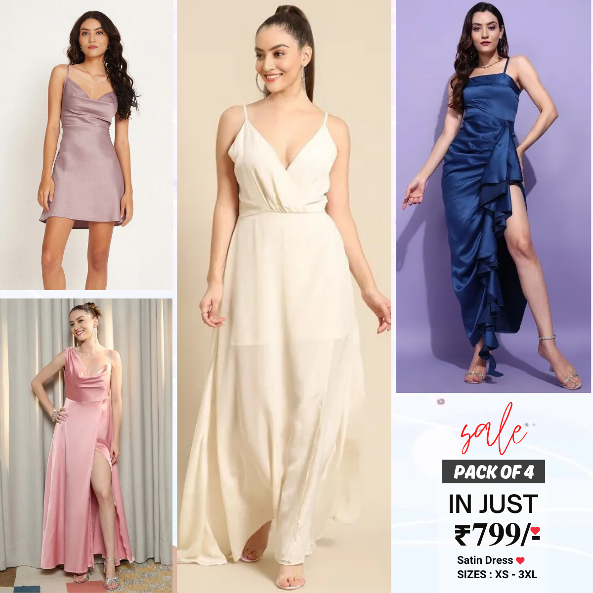4 Combo Women’s Satin Dress Luxe Looks for Every Occasion | SD-07
