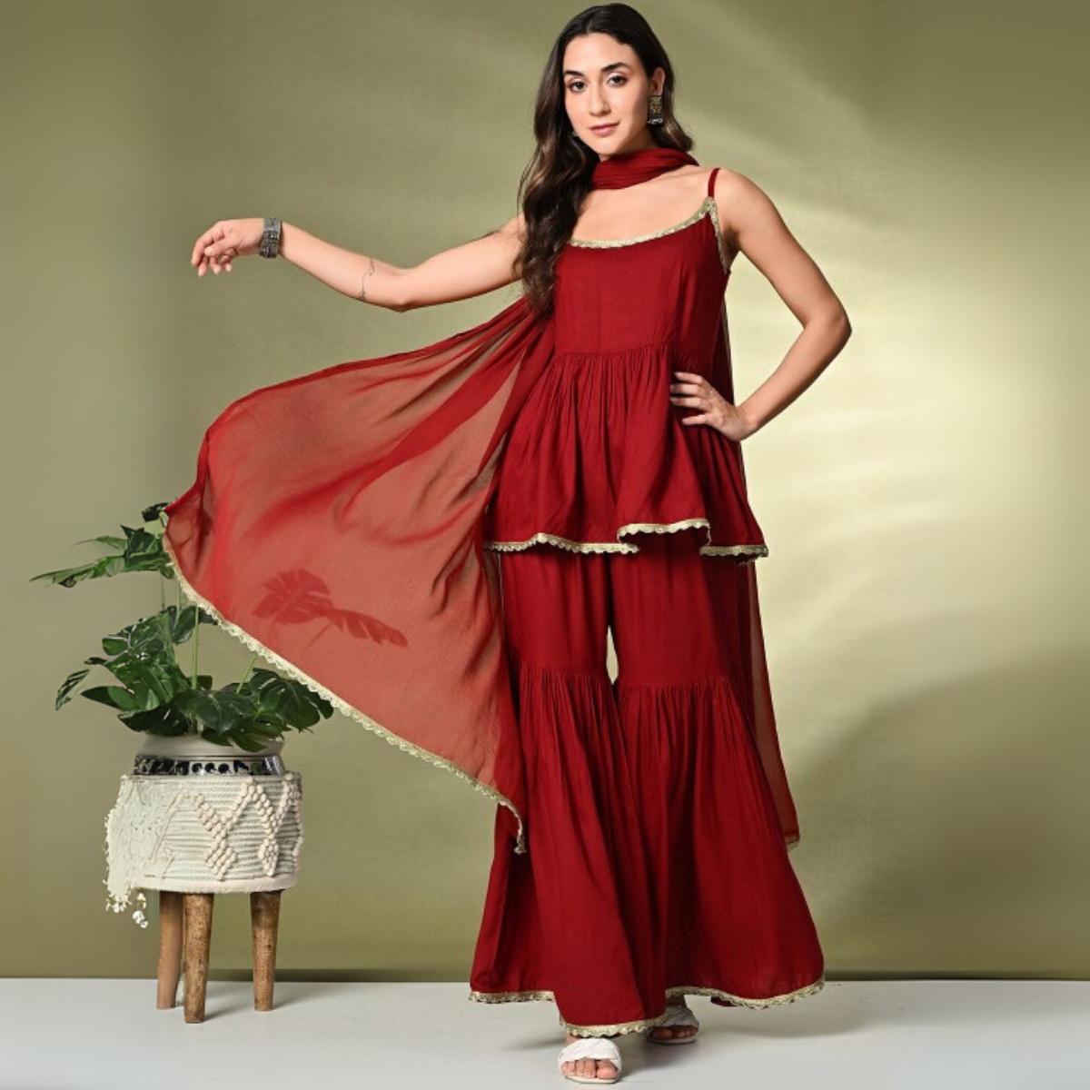 3-Piece Cotton Sharara Set with Dupatta for Women – Soft, Comfortable & Stylish Combo Pack | SD-06