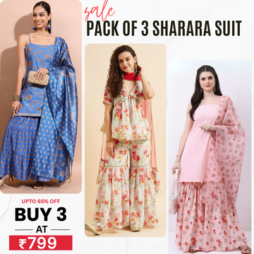 3-Piece Cotton Sharara Set with Dupatta for Women – Soft, Comfortable & Stylish Combo Pack | SD-07
