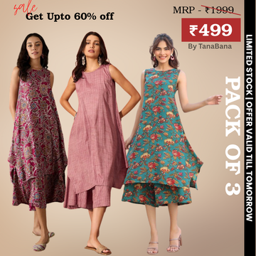 Pack of 3 Kurti Palazzo sets|soft, breathable & ideal for all-day wear | KP-01