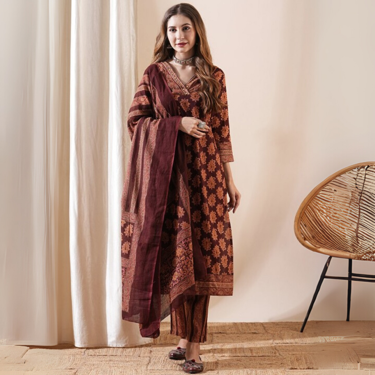 Designer Women’s 3 Piece Kurta Set for Casual & Festive Wear | FW-08