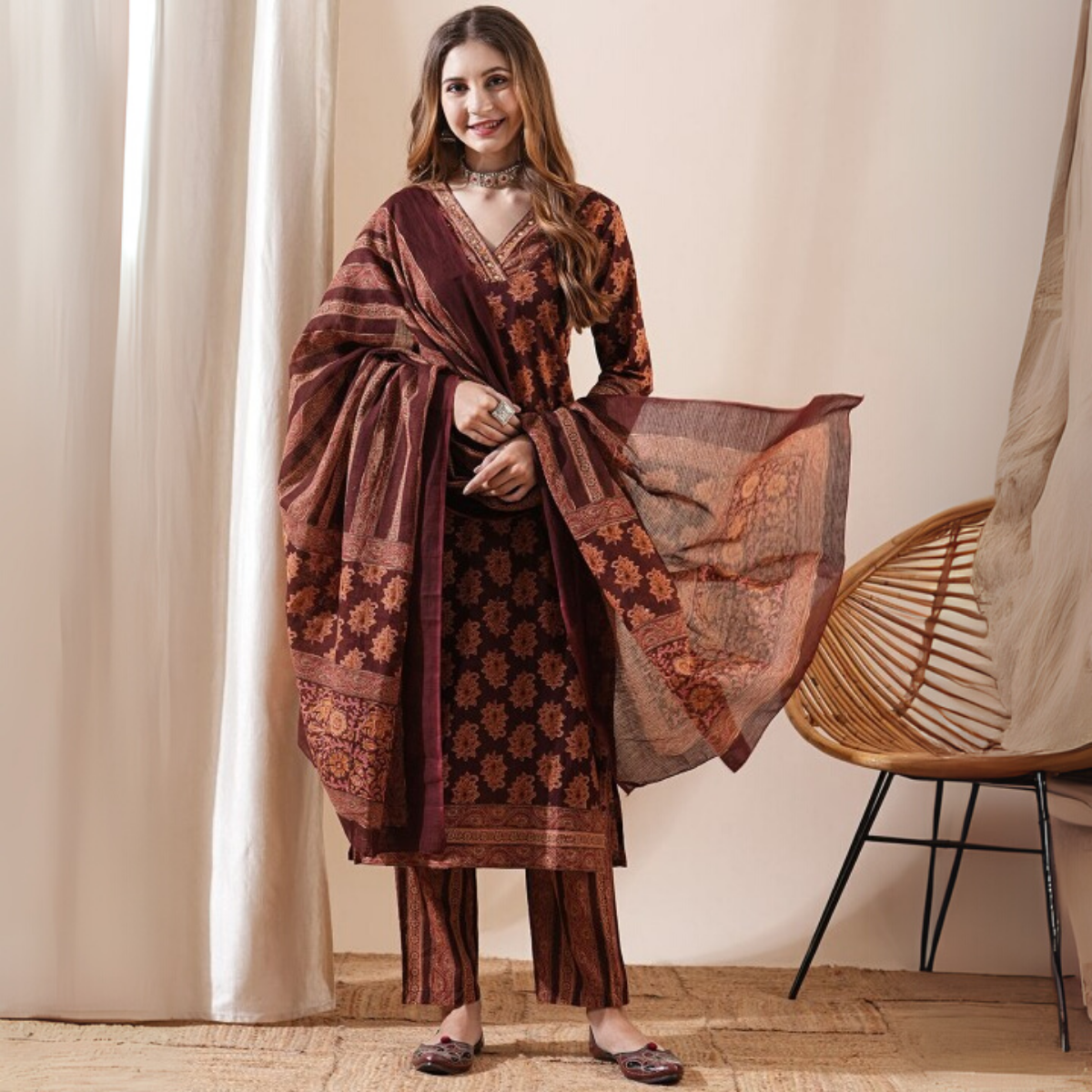 Designer Women’s 3 Piece Kurta Set for Casual & Festive Wear | FW-08